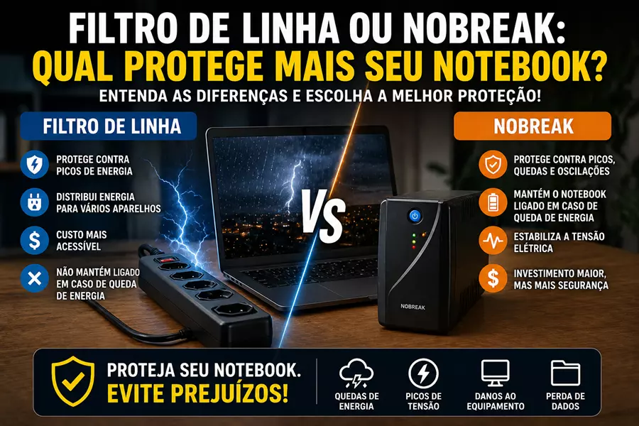 Filtro de linha ou nobreak: qual protege mais seu notebook?