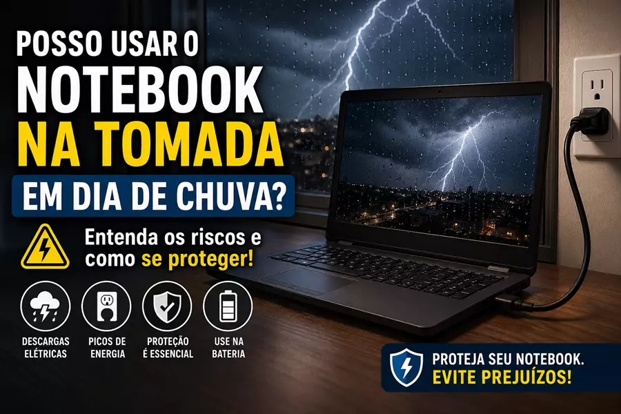 Posso usar o notebook na tomada em dia de chuva? Entenda os riscos e como se proteger