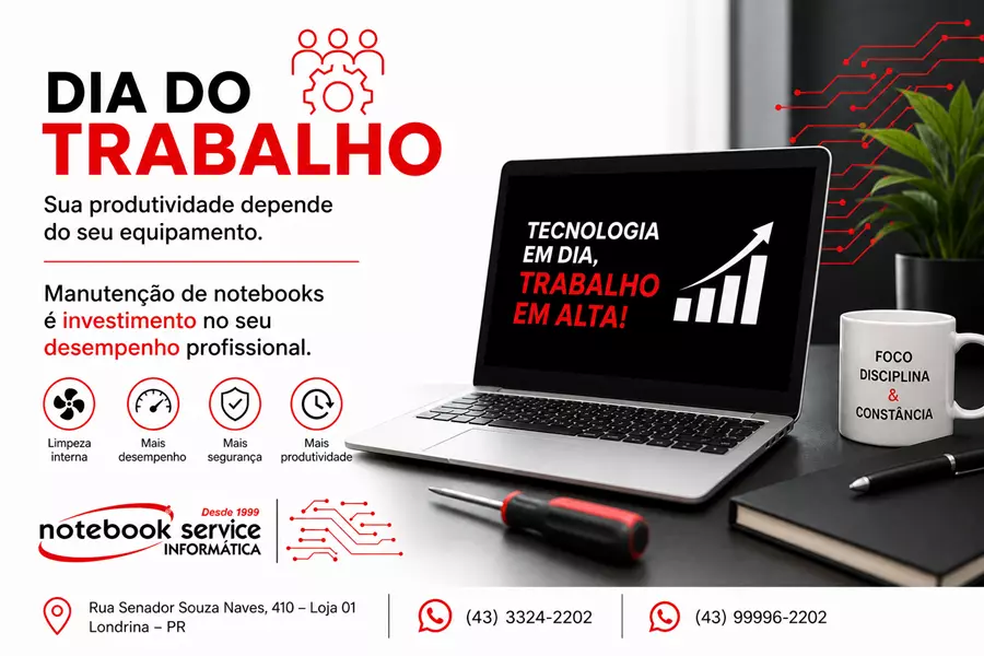 Dia do Trabalho: Manutenção de Notebooks e Desempenho Profissional | Notebook Service