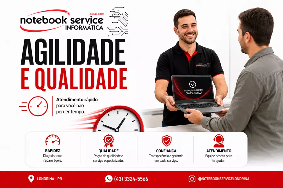 Assistência técnica de notebook em Londrina: agilidade sem abrir mão da qualidade