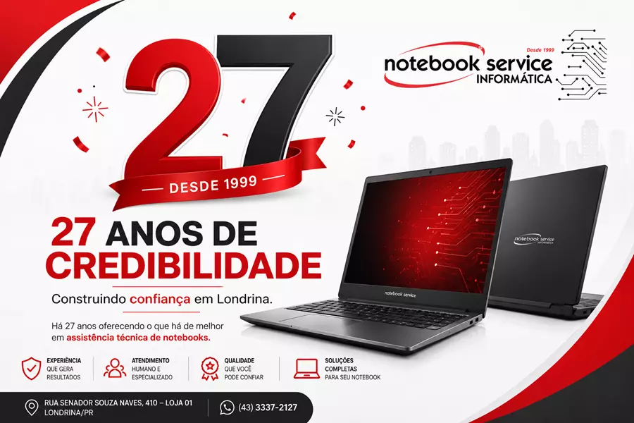 NotebookService completa 27 anos em Londrina: uma história construída junto com a tecnologia