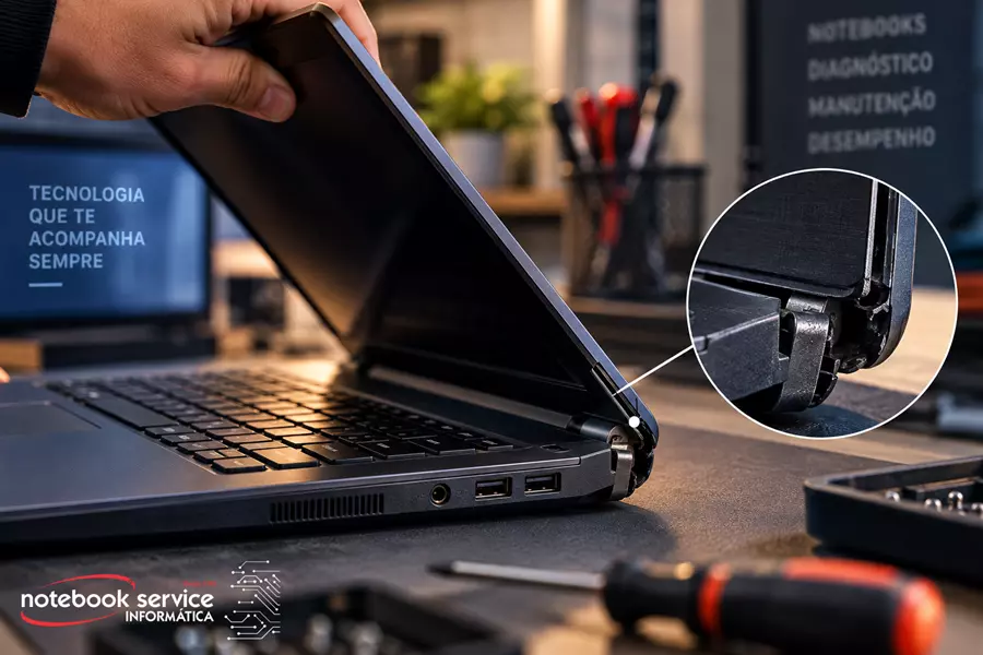 Notebook com dobradiça dura: continuar abrindo pode quebrar a tela ou a carcaça?